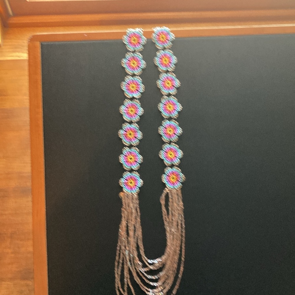 Beaded detail Necklace.  Gold lower accents